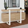 Grand buffet bois et blanc 160 cm 4 portes*IDMarket Outlet
