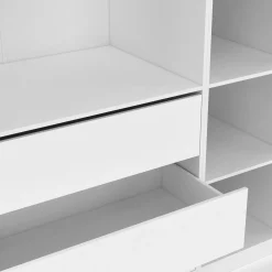 Grand dressing modulable blanc 200 cm avec 1 penderie, 7 étagères et 3 tiroirs*IDMarket New