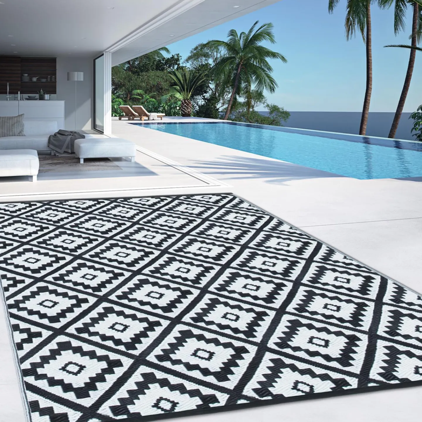 Grand tapis noir pour terrasse et extérieur*IDMarket New