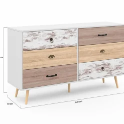 Grande commode scandinave XXL 6 tiroirs*IDMarket Outlet