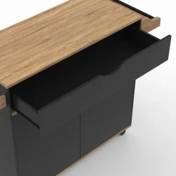 Grande desserte de cuisine noire et bois avec placard et tiroir*IDMarket Outlet
