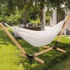 Hamac coloris écru en toile avec support bois*IDMarket