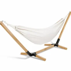 Hamac coloris écru en toile avec support bois*IDMarket