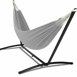 Hamac gris clair avec support métal*IDMarket Clearance