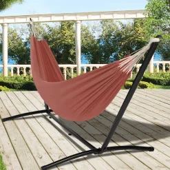 Hamac terracotta avec support métal*IDMarket Hot