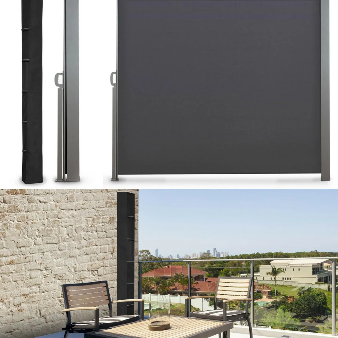 Housse pour paravent rétractable hauteur 2m noire*IDMarket Clearance