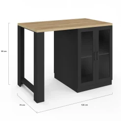 Ilot central avec plan de travail et portes vitrées 2 personnes*IDMarket Best