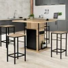 Ilot central avec tabourets bois noir et imitation hêtre 110 cm design industriel*IDMarket Sale