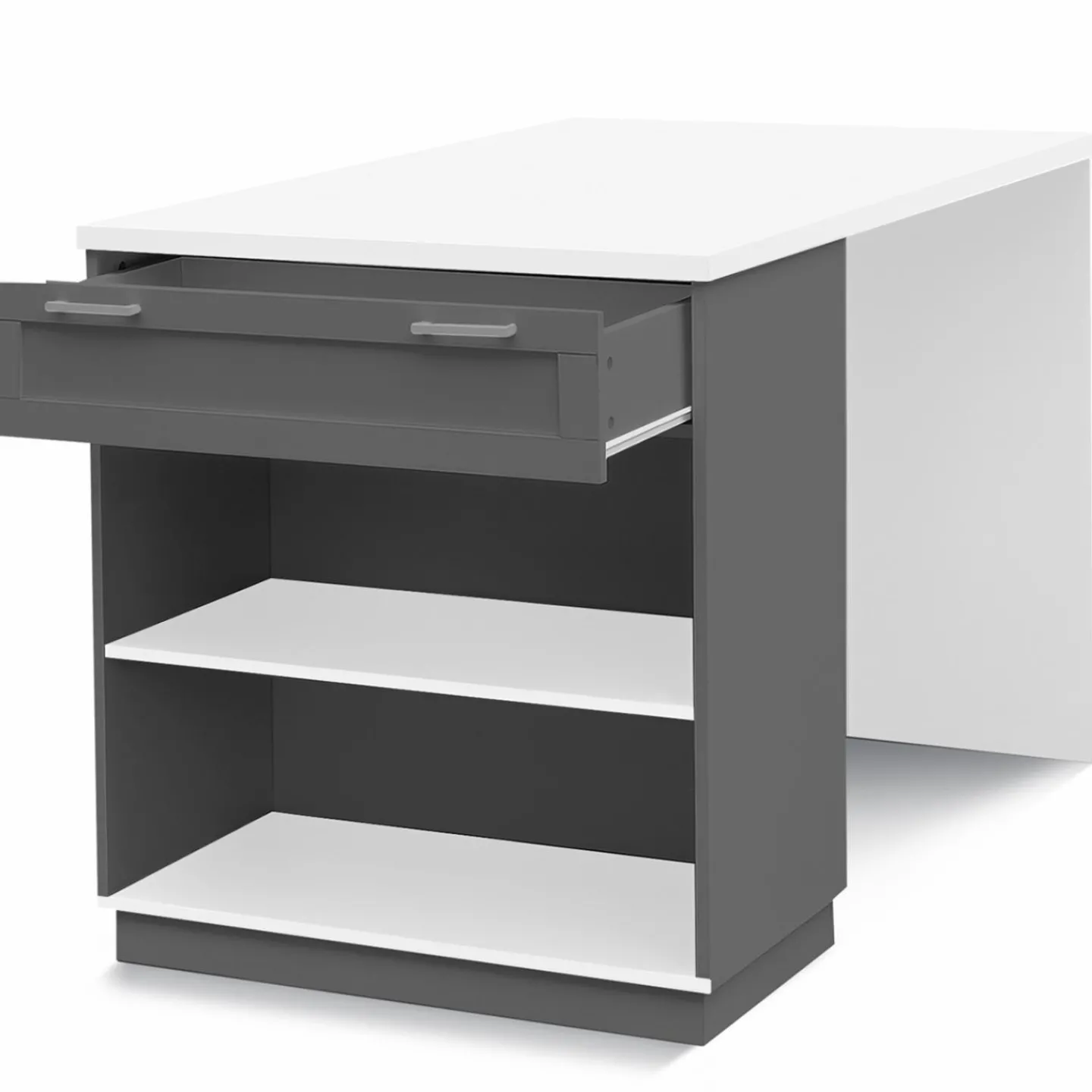 Ilot central blanc et gris 130 cm pour 4 personnes*IDMarket Hot