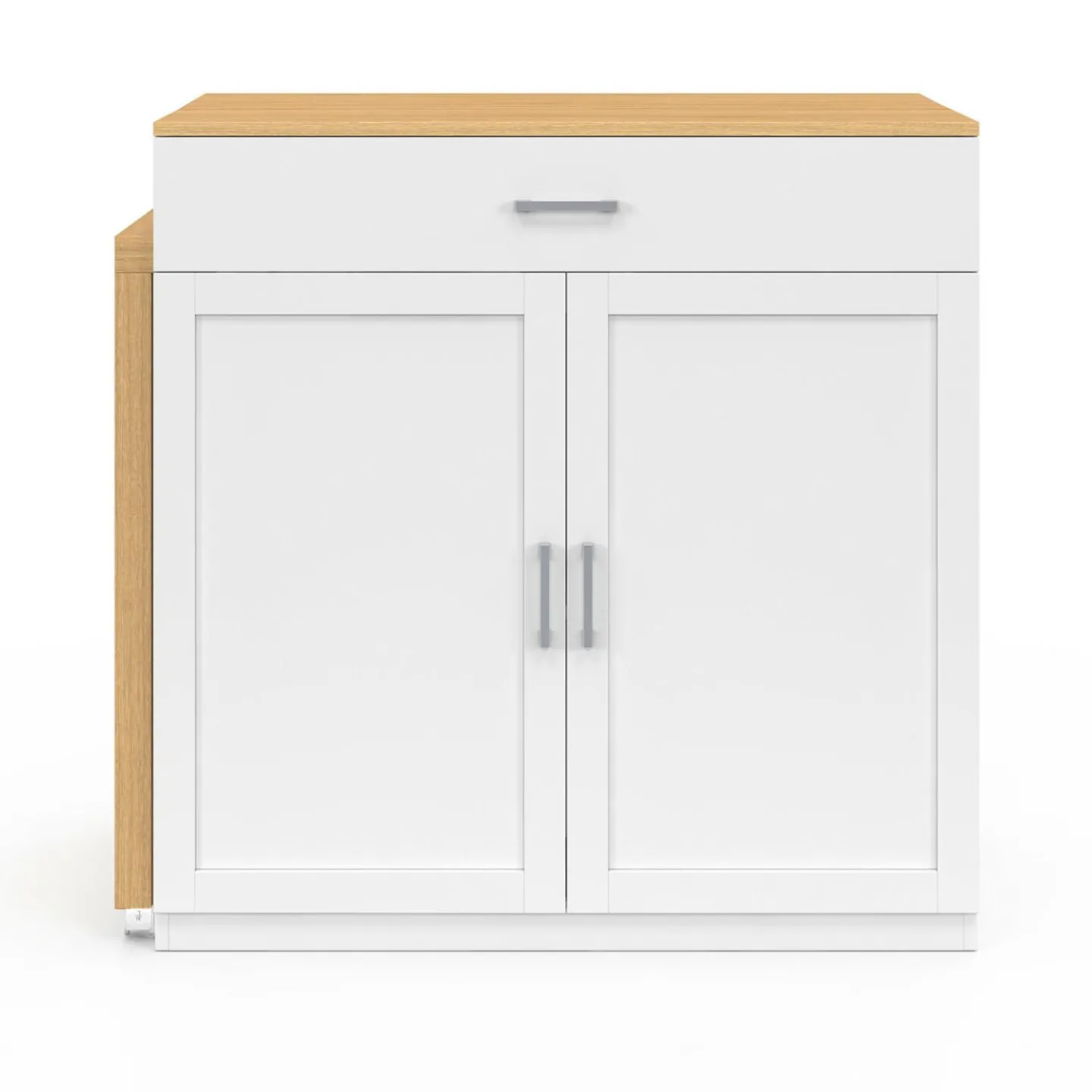 Ilot central bois blanc avec table à manger extensible*IDMarket Sale