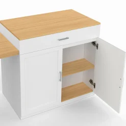 Ilot central bois blanc avec table à manger extensible*IDMarket Sale