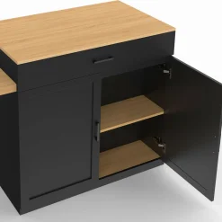Ilot central bois et noir avec table à manger extensible*IDMarket Clearance