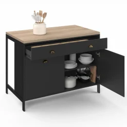Ilot central cuisine bois et noir 120 cm*IDMarket Discount