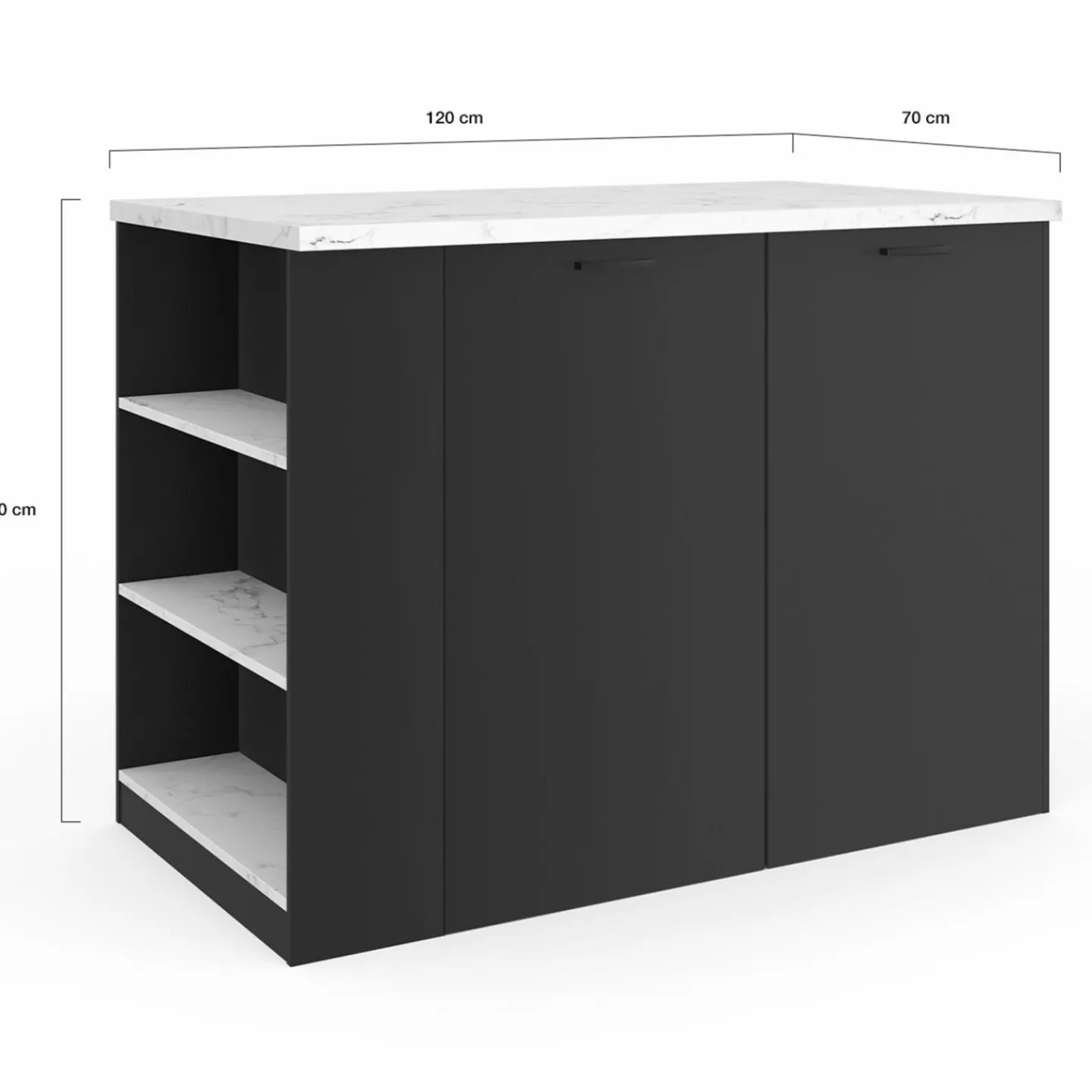 Ilot central de cuisine bois noir et effet marbre*IDMarket Best