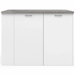 Ilot central de cuisine bois blanc et effet béton*IDMarket New