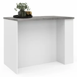 Ilot central de cuisine bois blanc et effet béton*IDMarket New