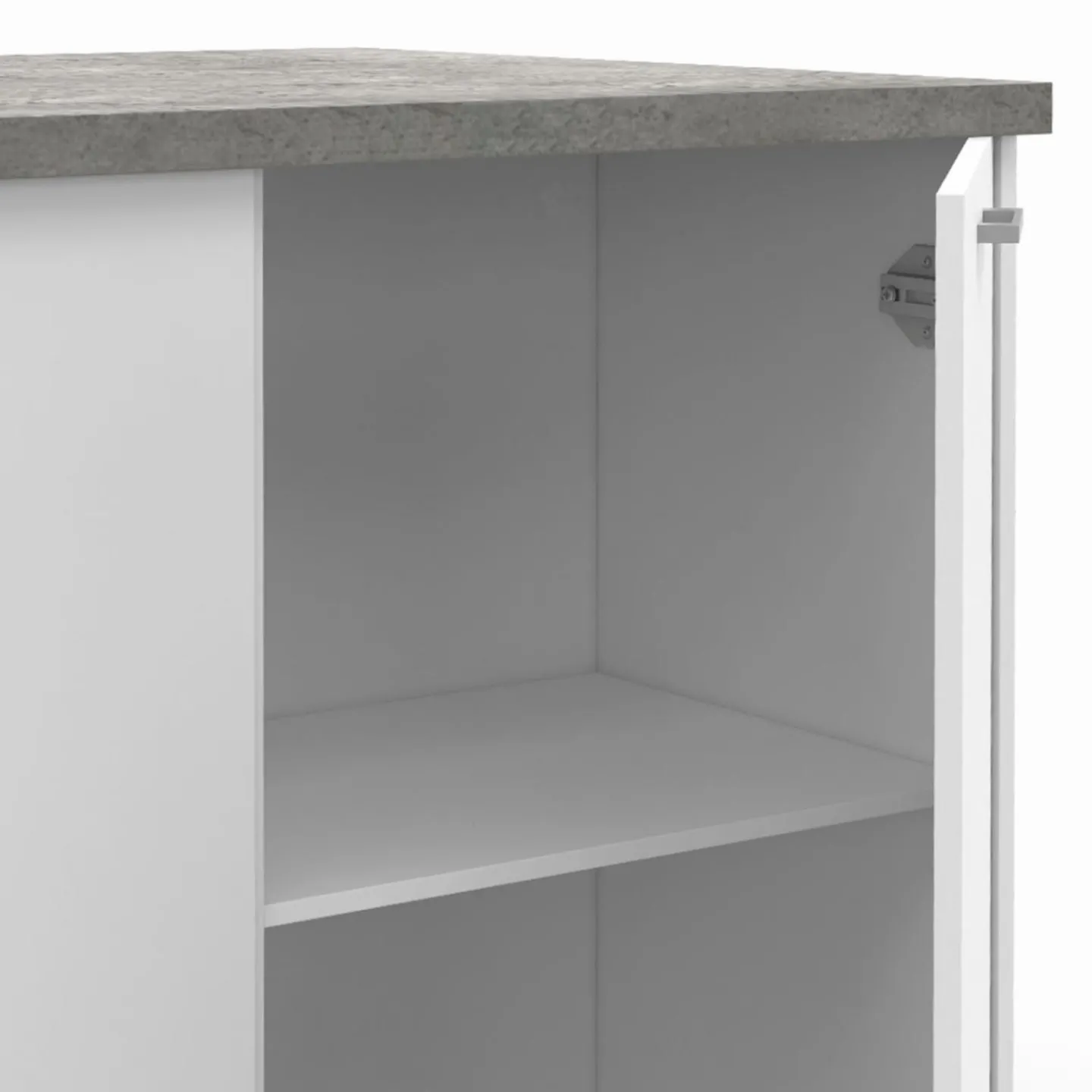 Ilot central de cuisine bois blanc et effet béton*IDMarket New