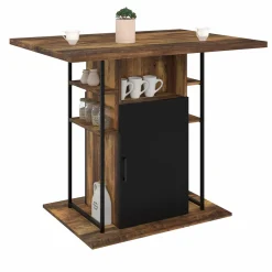 Ilot central de cuisine industriel bois noir et effet bois foncé*IDMarket Hot