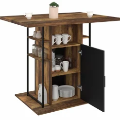 Ilot central de cuisine industriel bois noir et effet bois foncé*IDMarket Hot