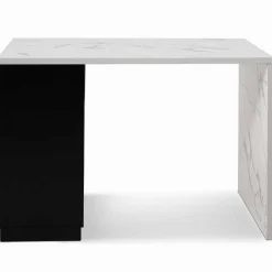 Ilot central effet marbre et noir 130 cm pour 4 personnes*IDMarket Discount