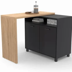 Ilot central rotatif noir et imitation hêtre*IDMarket Sale