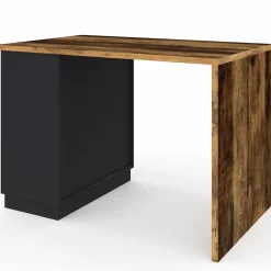 Ilot de cuisine mange debout 4 personnes bois foncé et noir*IDMarket Discount