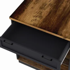 Ilot de cuisine mange debout 4 personnes bois foncé et noir*IDMarket Discount