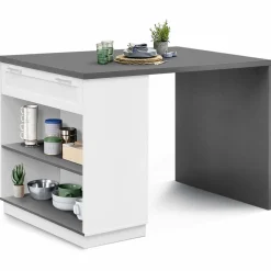 Ilot mange debout blanc et gris 130 cm*IDMarket Clearance