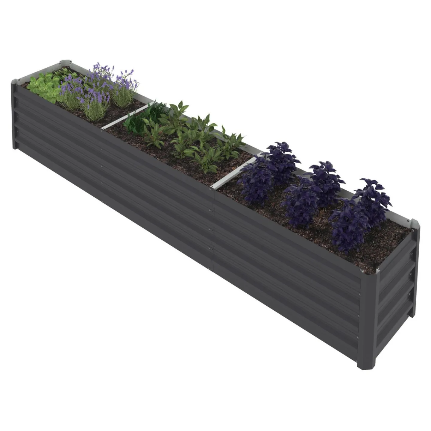 Jardinière en métal rectangulaire avec lit surélevé de 240 x 40 x 45 cm*IDMarket Online
