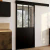 Kit porte coulissante vitrée verre trempé en métal avec MDF*IDMarket Online