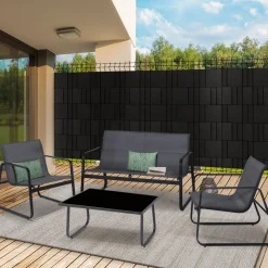 Lamelles occultantes PVC noir 35m pour grillage rigide*IDMarket Online