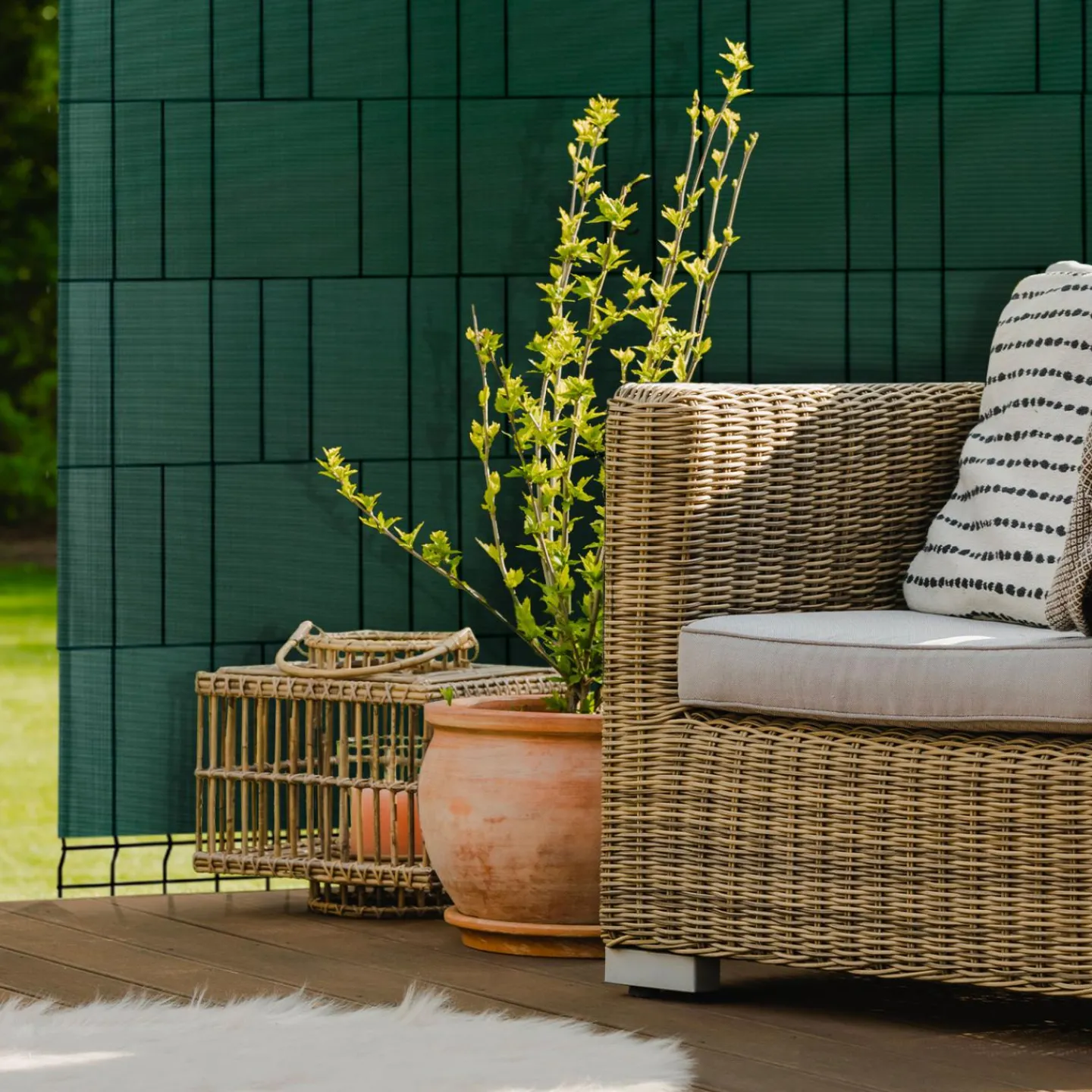 Lamelles occultantes PVC vert 35m pour grillage rigide*IDMarket