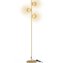 Lampadaire sur pied en métal doré avec 3 abat-jours globe verre*IDMarket Outlet