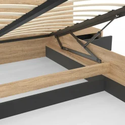 Lit 2 places double coffre 140x190 cm avec sommier et tables de chevet*IDMarket Best