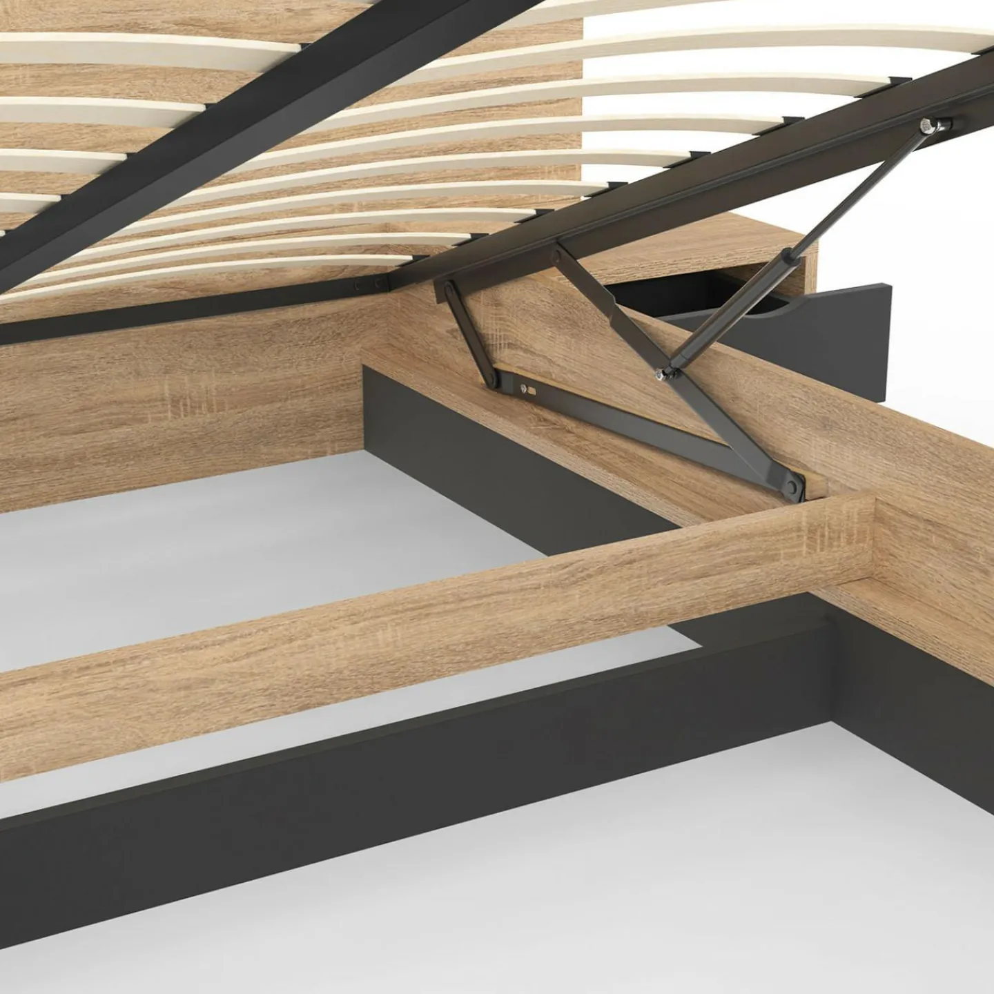 Lit 2 places double coffre 140x190 cm avec sommier et tables de chevet*IDMarket Best