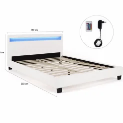 Lit avec LED 140x190 cm blanc*IDMarket New