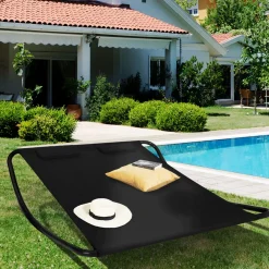 Lit bain de soleil double en toile noire*IDMarket Hot
