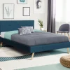 Lit bleu canard scandinave 140x190 cm*IDMarket Discount