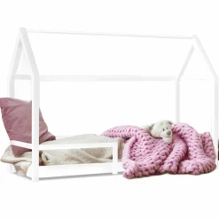 Lit cabane enfant blanc 90 x 190 cm style scandinave*IDMarket