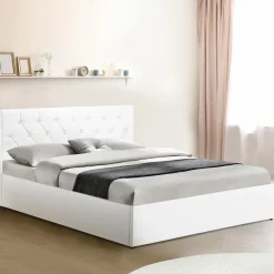 Lit coffre avec tête de lit blanc 160x200 cm*IDMarket Sale