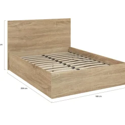 Lit coffre deux personnes façon hêtre 160 x 200 cm*IDMarket Hot