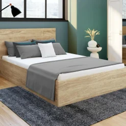 Lit coffre deux personnes façon hêtre 160 x 200 cm*IDMarket Hot