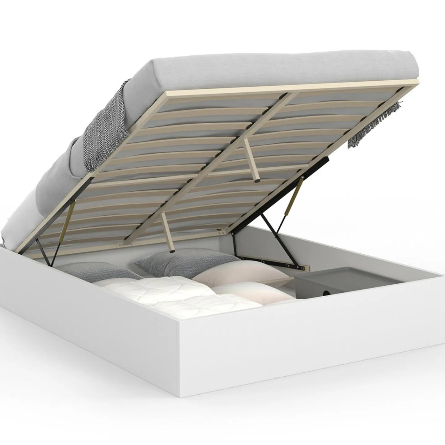 Lit coffre double avec sommier 160 x 200 cm blanc*IDMarket Outlet