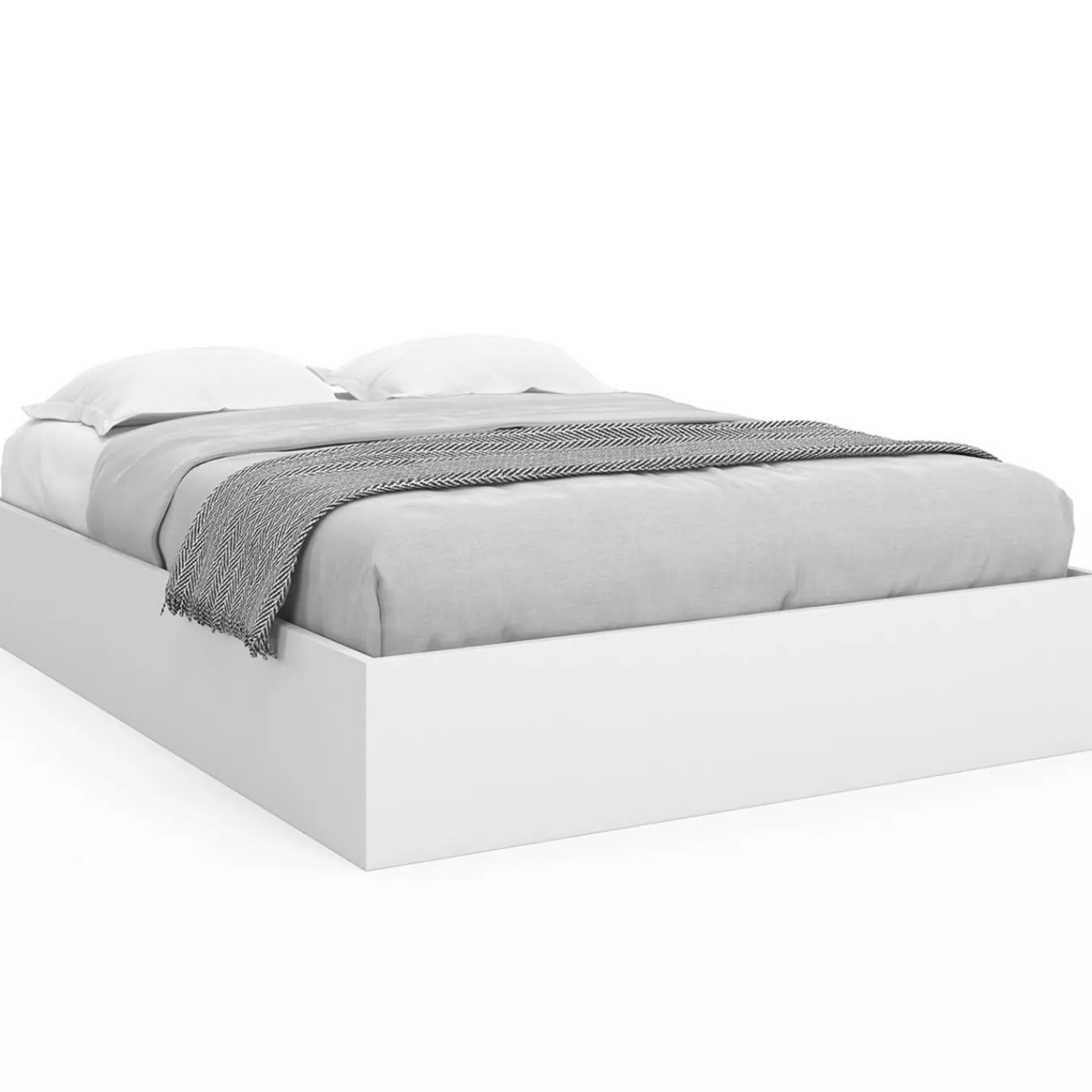 Lit coffre double avec sommier 160 x 200 cm blanc*IDMarket Outlet