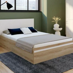 Lit coffre double avec tête de lit et sommier*IDMarket New
