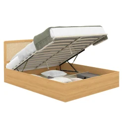 Lit coffre double avec tête de lit cannage*IDMarket Clearance