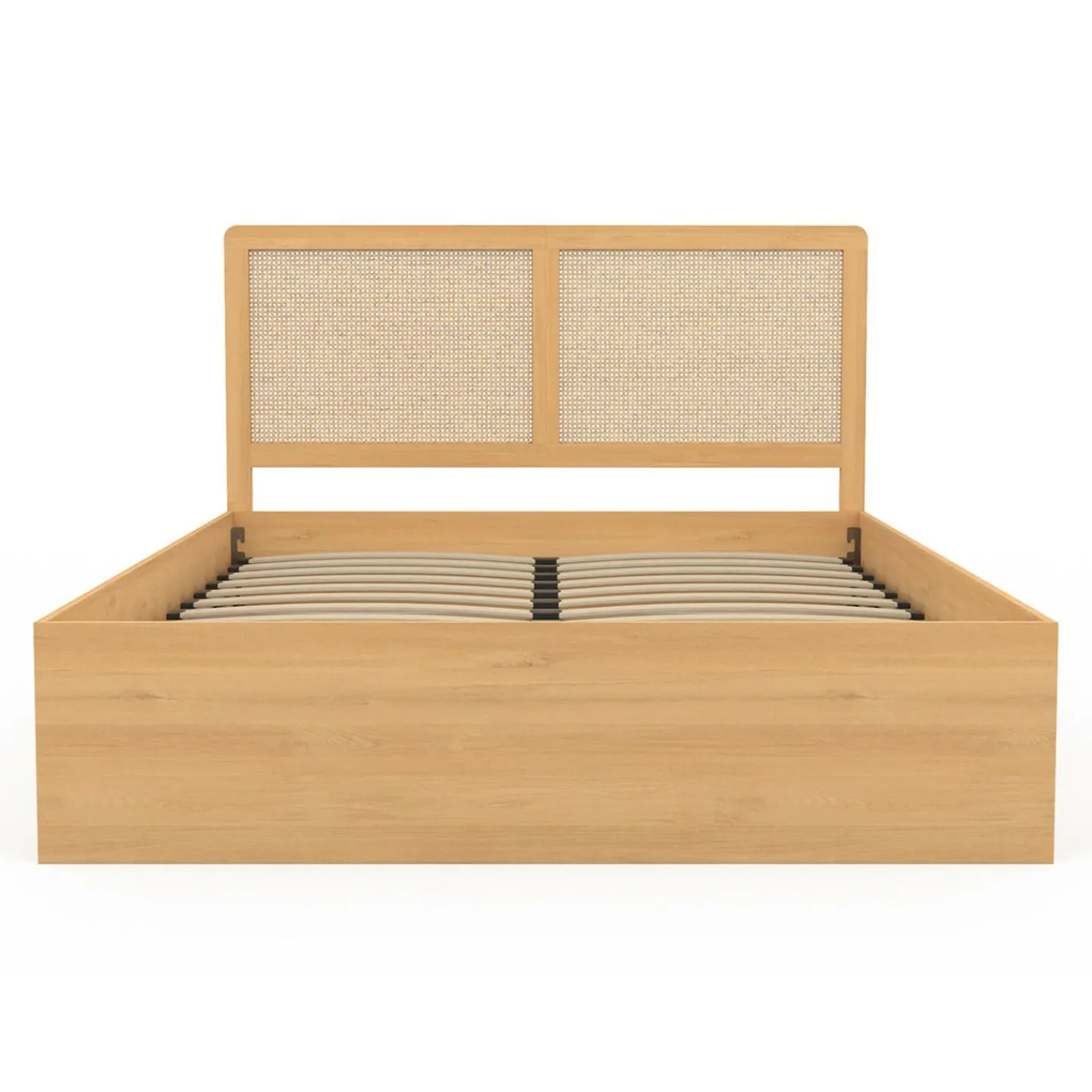 Lit coffre double avec tête de lit cannage*IDMarket Clearance