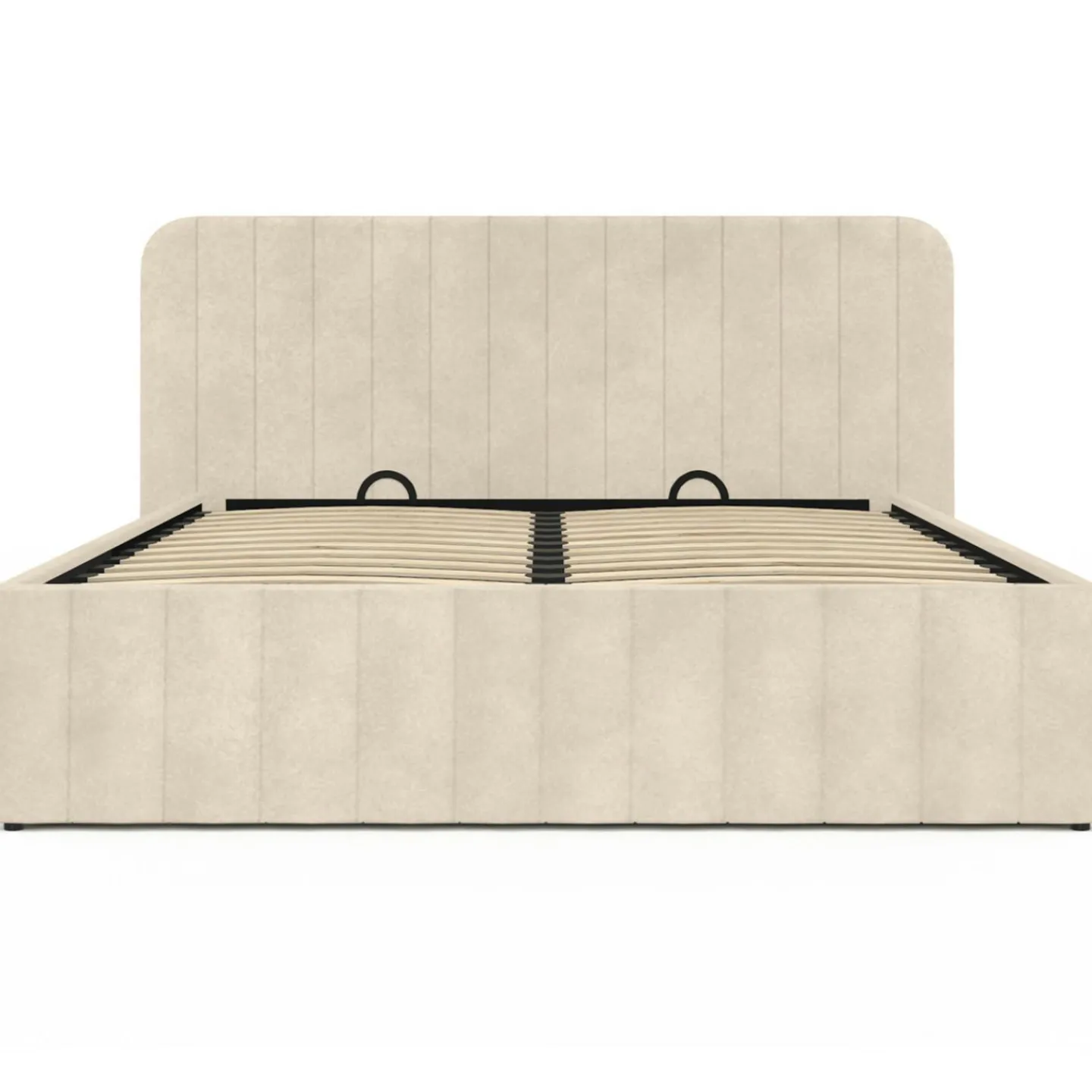 Lit coffre double avec tête de lit en velours beige 160x200 cm*IDMarket Outlet