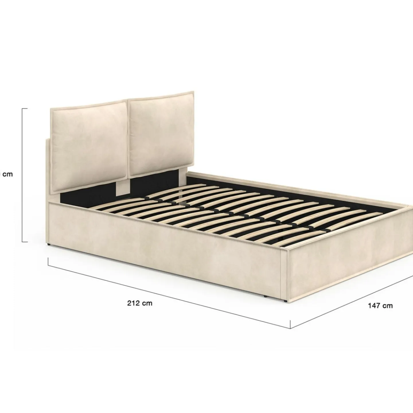 Lit coffre double beige 140 x 190*IDMarket Discount