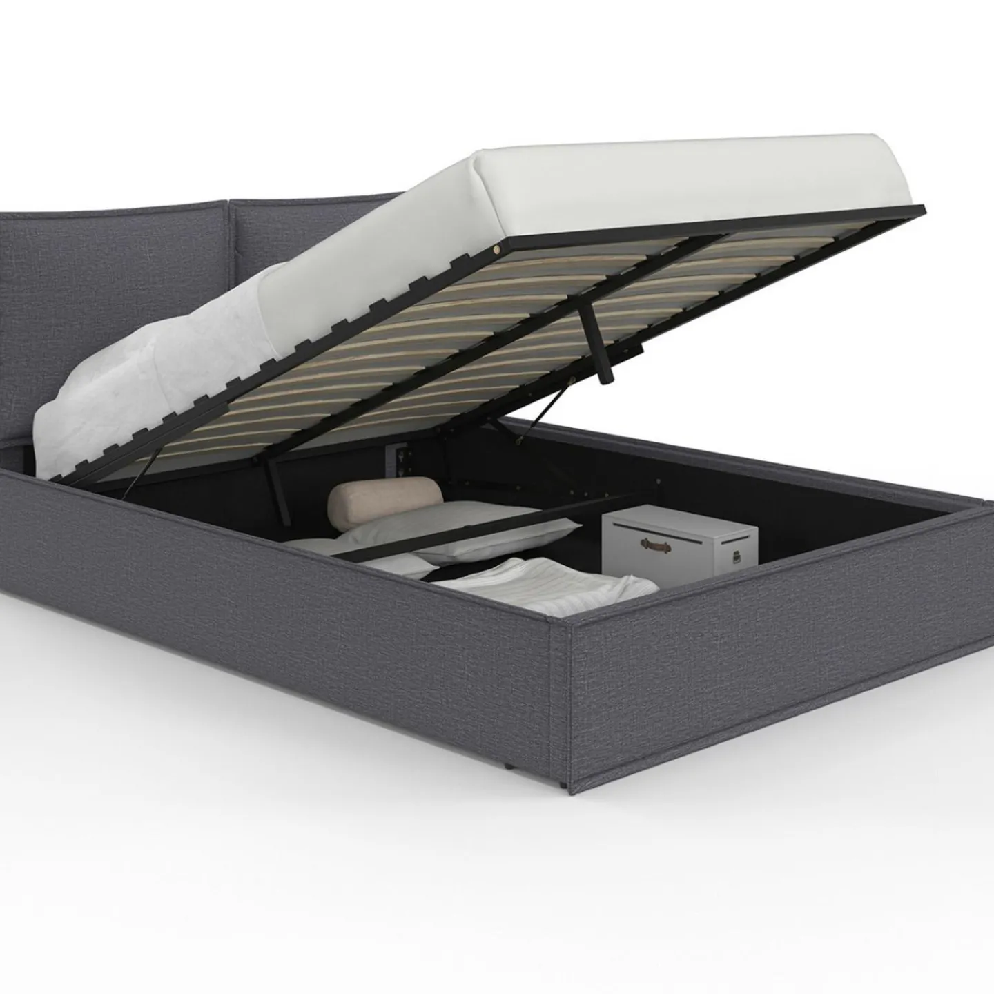 Lit coffre double gris 140 x 190*IDMarket Hot